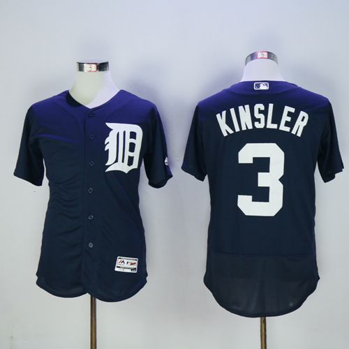 Tigers #3 Ian Kinsler Navy Blue Flexbase Authentic Collection Stitched MLB Jersey - Click Image to Close